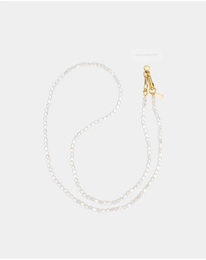 LOUVE COLLECTION - Universal Phone Strap Connector (White) + Pearl Chain
