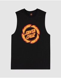 Santa Cruz - Flame Ringed Dot Front Muscle Tee - Teens