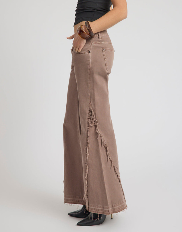ONE TEASPOON - Johnnies Low Waist Wide Leg Flared Denim Jeans - Espresso Brown