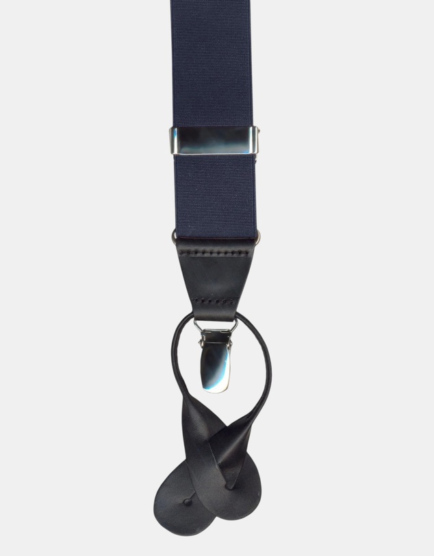 Henry Bucks - HENRY SARTORIAL x LEYVA Braces with Loops & Clips NAVY