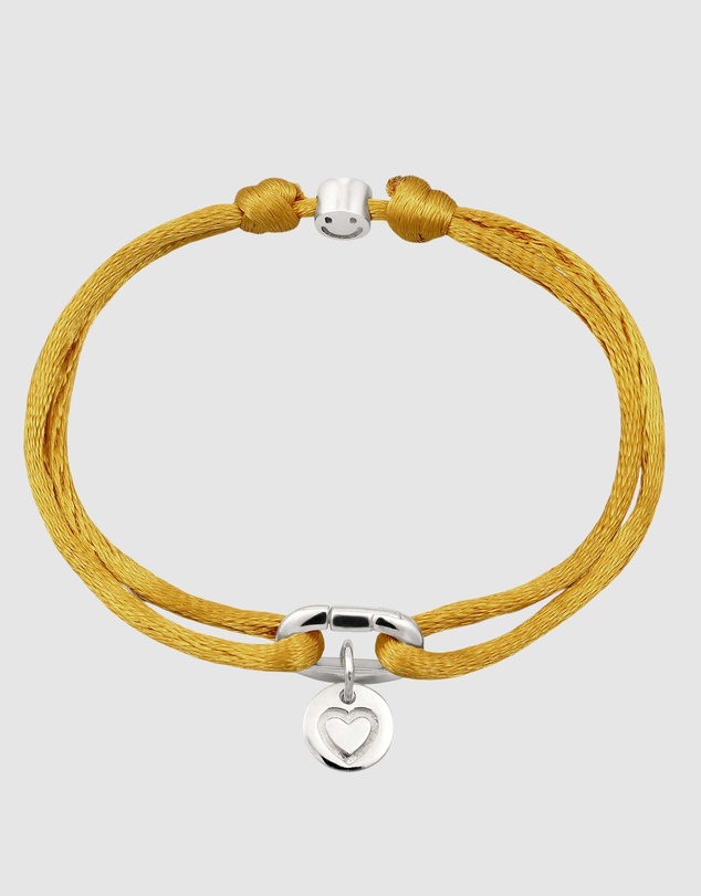 Elli Jewelry - Heart Charm Yellow Satin Bracelet