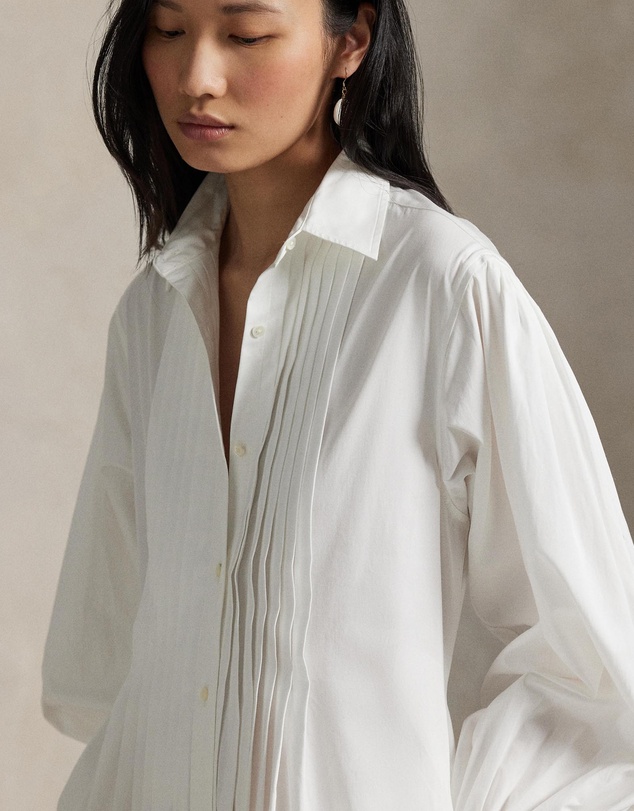 Polo Ralph Lauren - Pleated-Bib Cotton Maxi Shirtdress - ICONIC EXCLUSIVE