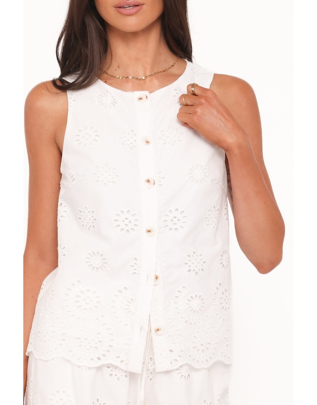 Petal & Pup - Winny Button Front Top - White Broderie