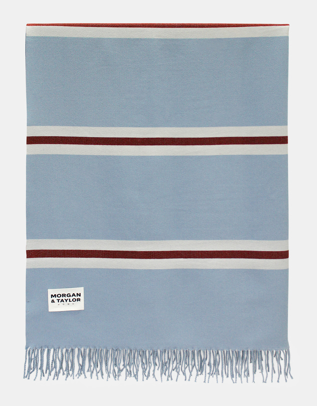 Morgan & Taylor - Oakley Throw Blanket in Blue with Brown Stripe