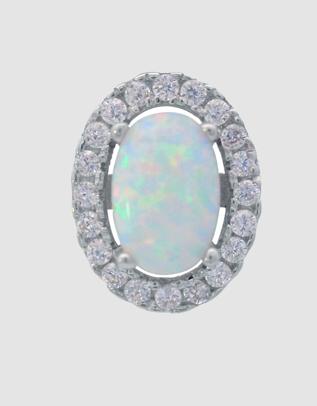Georgini - Georgini Opal Glow Blackwattle White Created Opal Silver Earrings