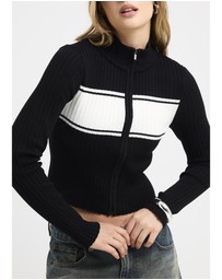 Insight - Uma Stripe Zip Through Knit Top