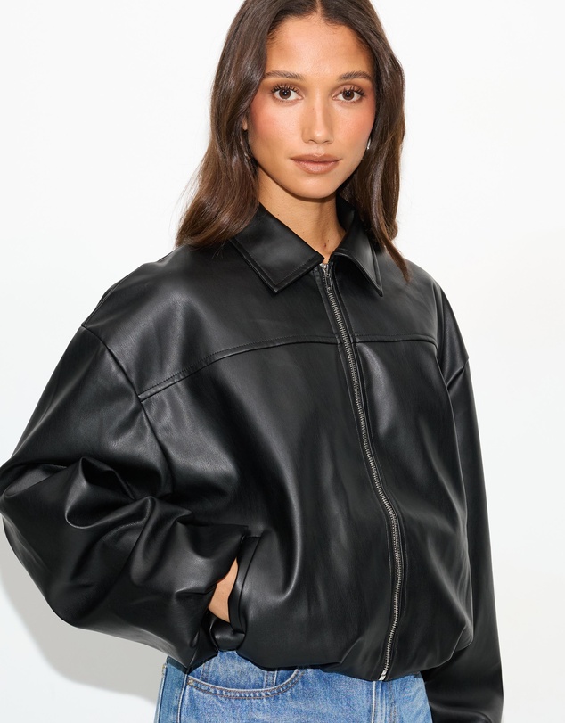 Dazie - Benny PU Relaxed Bomber Jacket