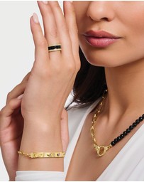 THOMAS SABO - Gold Band Ring with Black Cold Enamel and Zirconia