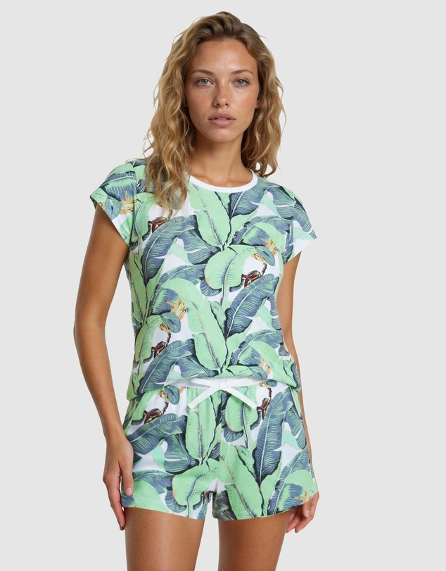 Sant And Abel - Women's Martinique® Green Banana Leaf Jersey Short PJ Set