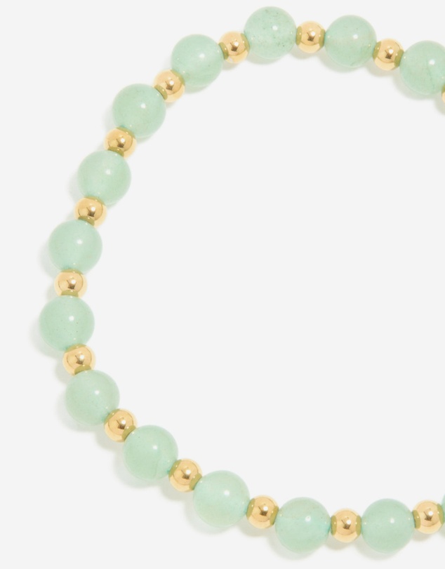 Lovisa - Waterproof Gold Plated Stainless Steel Green Beaded Stretch Bracelet