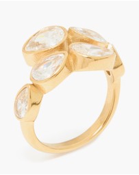 Lovisa - Waterproof Gold Plated Stainless Steel Cubic Zirconia Graduating Pear Wrap Ring