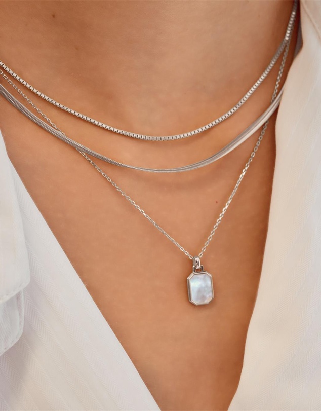 Ania Haie - Ania Haie Silver Square Mother-of-Pearl Necklace