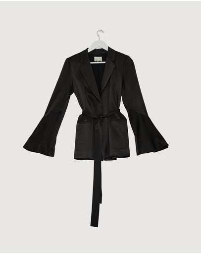 Revibe - Repaired Shona Joy La Lune Flared Sleeve Belted Blazer - AU 6