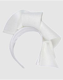 Max Alexander - Large Wavy White Racing Fascinator