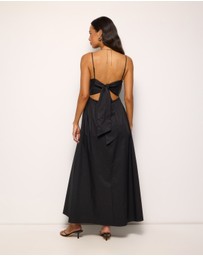 AERE - Ivy Cotton Tie Back Midi Dress