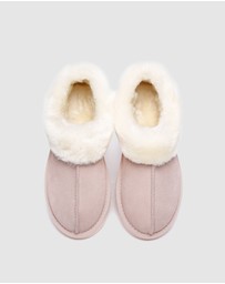 EVERAU - Australian Shepherd Ugg Homey Slipper Cow Leather Upper House Shoes