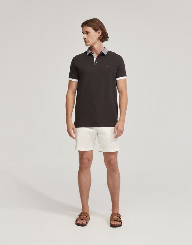 Oxford - Dylan Striped Collar Pique Polo