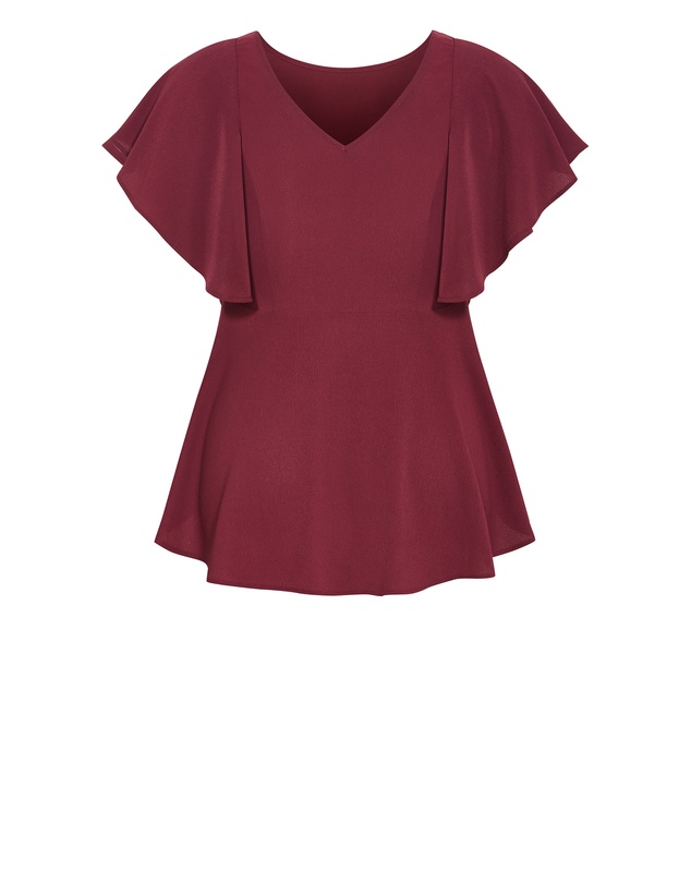 City Chic - Plus size Romantic Mood Peplum Top - berry