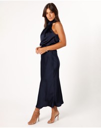 Petal & Pup - Anabelle Halter Neck Midi Dress - Navy