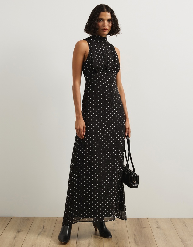 Atmos&Here - Karla Maxi Georgette Spot Dress