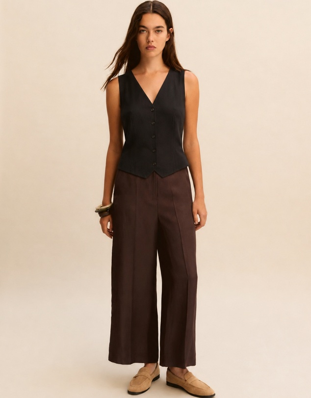 Emme | Max Mara Group - Black Cotton Blend Waistcoat