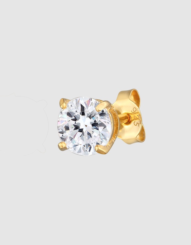 Kuzzoi - ICONIC EXCLUSIVE - Earrings Male Stud Swarovski® Crystals Single 925 Sterling Silver Gold Plated