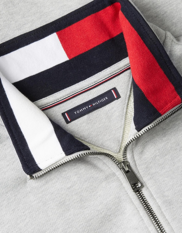 Tommy Hilfiger - Colour-Blocked Collar Terry Half-Zip Jumper