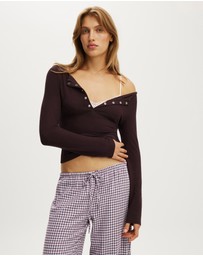 Cotton On Body - Super Soft Boat Neck Henley Long Sleeve Top