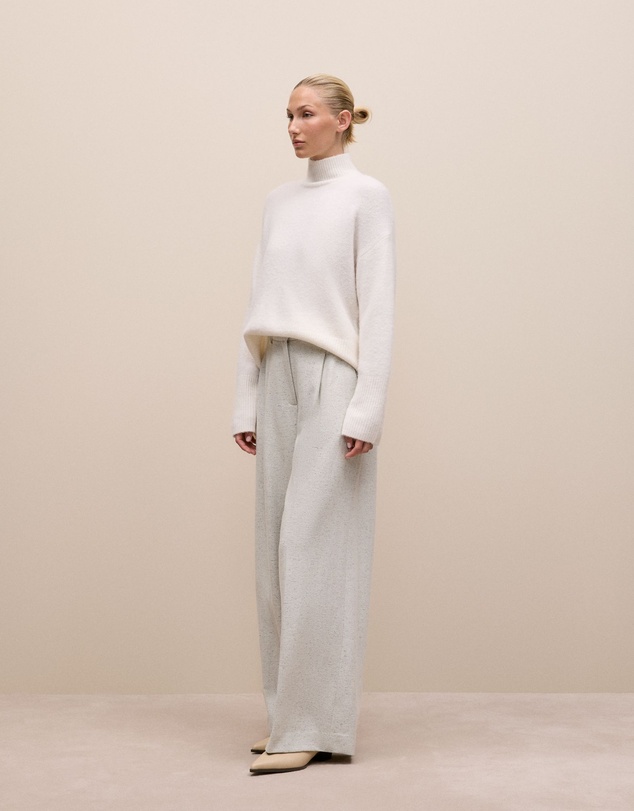 Trenery - Alpaca Merino Blend Relaxed Mock Neck in Marshmallow