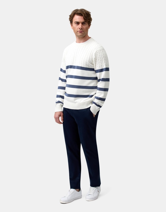 Brooksfield - Crew Neck Knit Striped