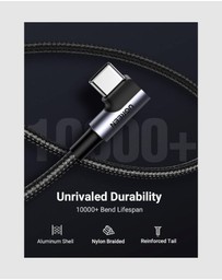 Ugreen - UGREEN 90 Degree Angle USB-C Male to USB-A Male Braided Cable 3m
