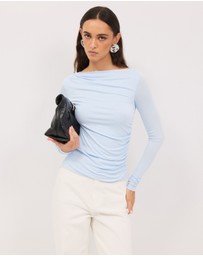 Calli - Mia Draped Long Sleeve Jersey Top