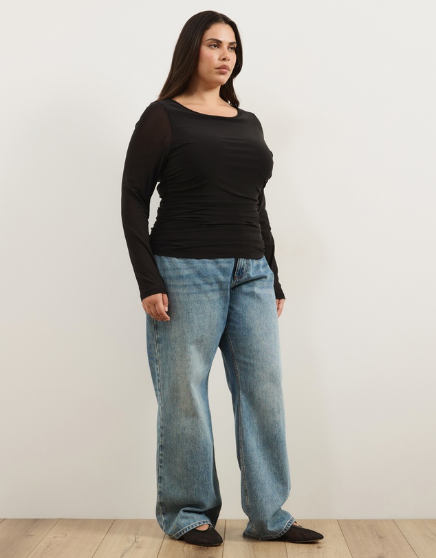 Atmos&Here Curvy - Audrey Long Sleeve Mesh Top