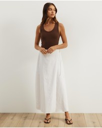 Atmos&Here - Hero Linen Blend Wrap Midi Skirt