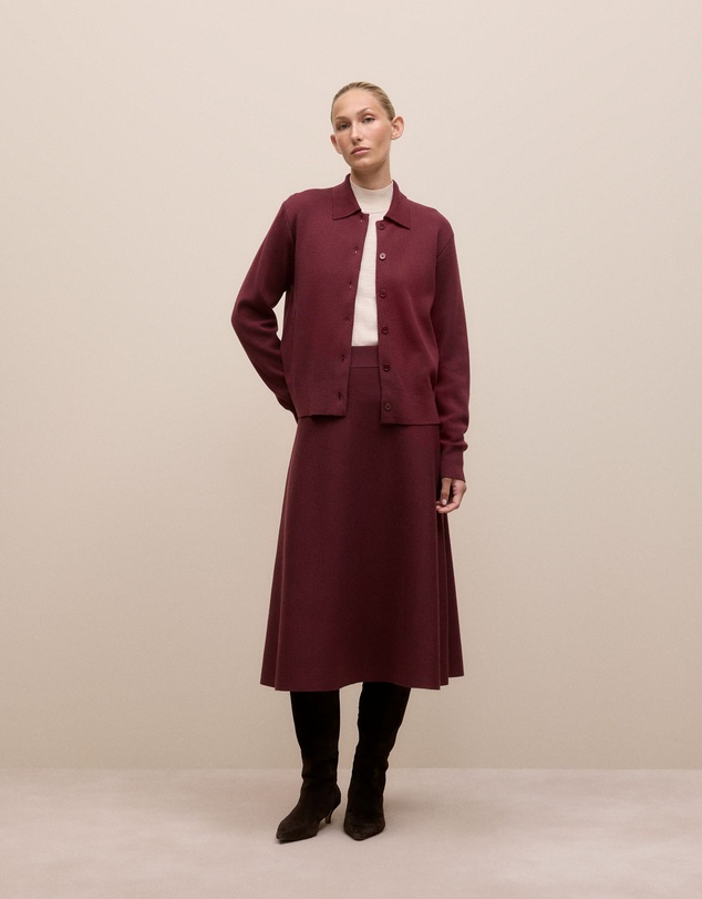 Trenery - Merino Milano Knit Skirt in Red Mahogany