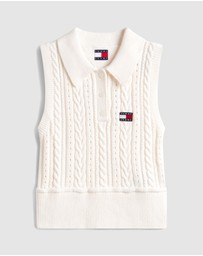 Tommy Jeans - Garmentdye Cable Polo Sweater