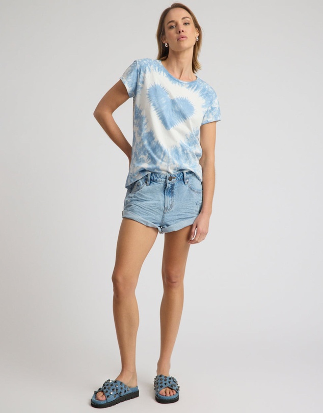 ONE TEASPOON - Heart Tie Dye Classic Tee - Faded Blue