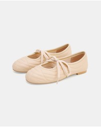 JW PEI - Erika Topstitching Lace-up Ballet Flats