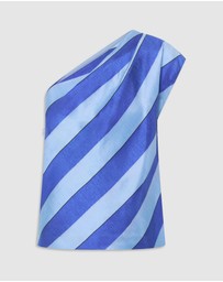 Oroton - Slub Silk Stripe Top
