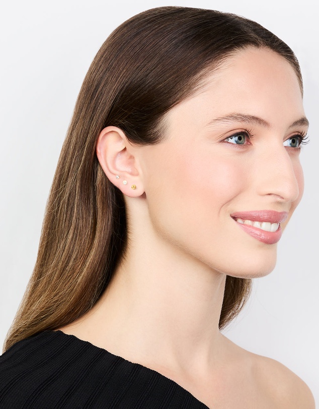 Lovisa - Gold Plated Surgical Steel Small Pearl & Cubic Zirconia Stud Earrings 3-Pack