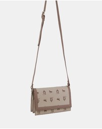 Pierre Cardin - Pierre Cardin Canvas Print/Leather Trim Flap Cross-Body Bag
