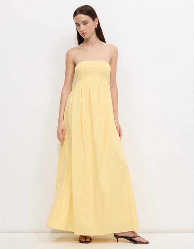 Calli - Karina Pleated Strapless Maxi Dress