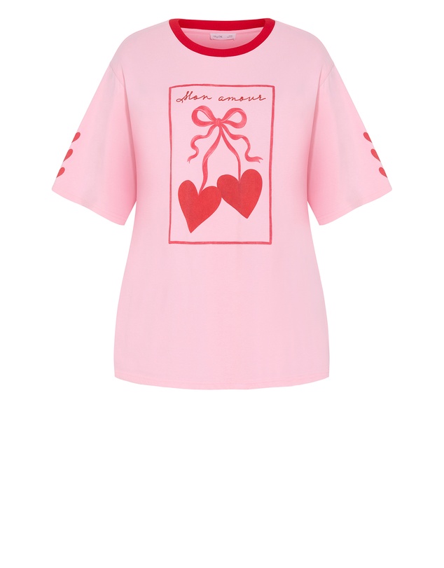 City Chic - Mon Amour Oversized Tee - light pink