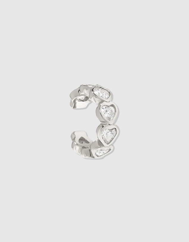 Wanderlust + Co - Heart Bezel Silver 9mm Ear Cuff