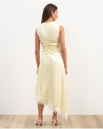 Atmos&Here - Quinn Satin Midi Dress With Lace Trim