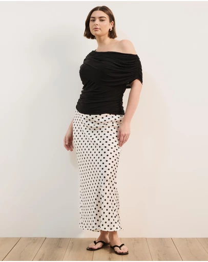Atmos&Here Curvy - Joanne Satin Slip Skirt