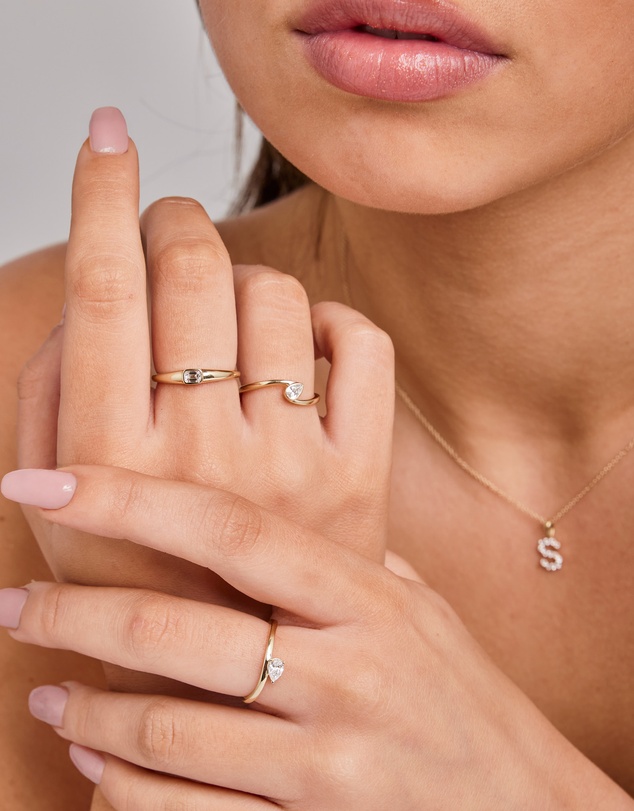 Zoe Olivia - 9K Gold Offset Pear Lab Grown Diamond Ring