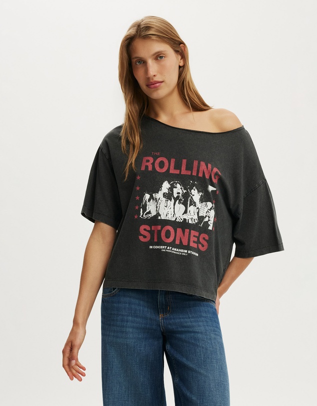 Cotton On - Lcn Music Off Shoulder Boxy Graphic Tee