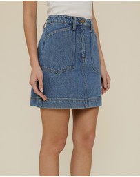 The Fated - Pocket Detail A-Line Denim Mini Skirt