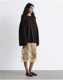& Other Stories - Embroidered Mesh Midi Skirt